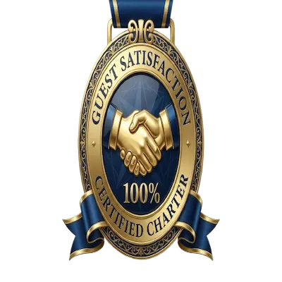 100% guest satisfaction certified charter trust badge