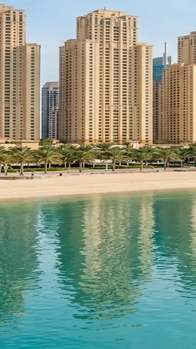 JBR skyline next to Bluewaters