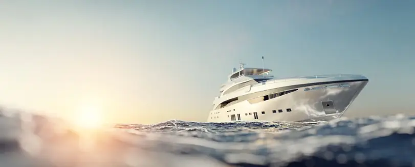 Luxury yacht cruising at sunset for Dubai charter service